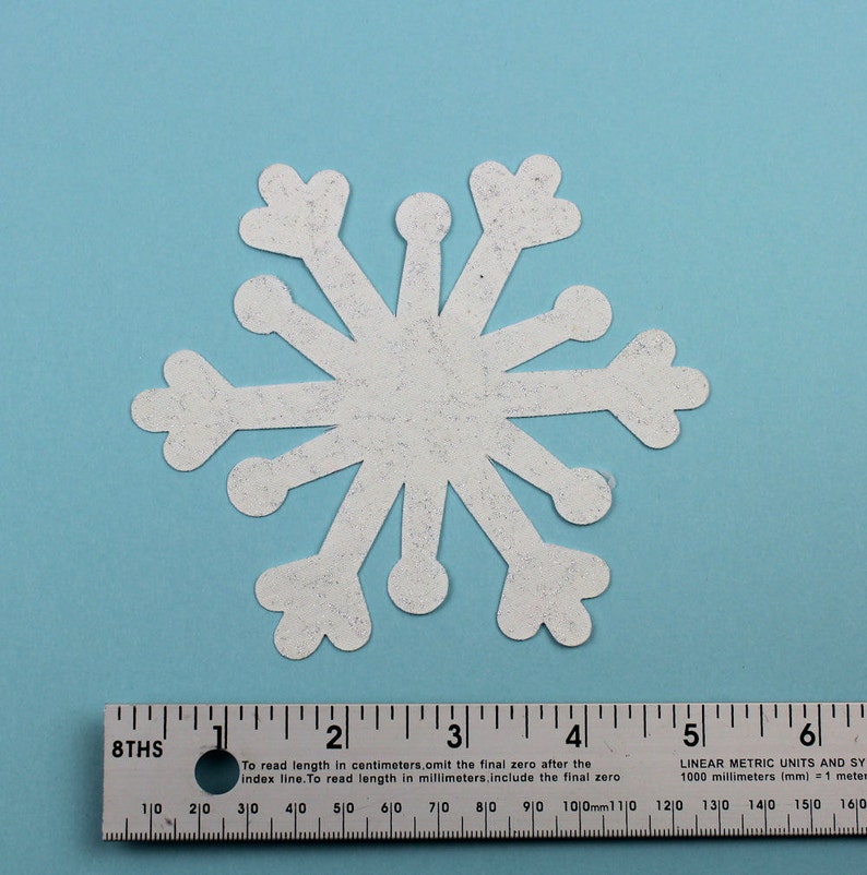 Snowflake Fabric Applique Iron-Ons, 5 Diameter, Set of 6 in White or Blue Fairy Frost fabric image 3