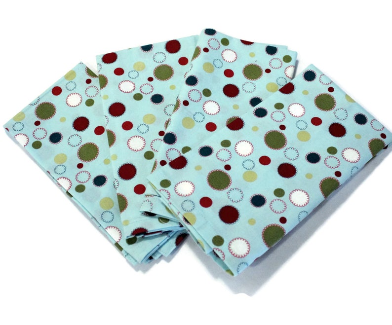 Christmas Placemats & Napkins Aqua Blue and Red Quilted Place Etsy