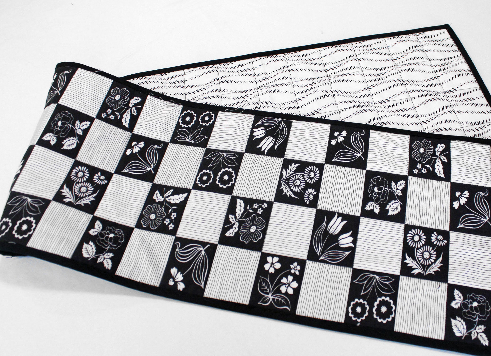 Black and White Placemats and Table Runner Quilted Table Etsy