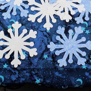 Snowflake Fabric Applique Iron-Ons, 5 Diameter, Set of 6 in White or Blue Fairy Frost fabric image 2