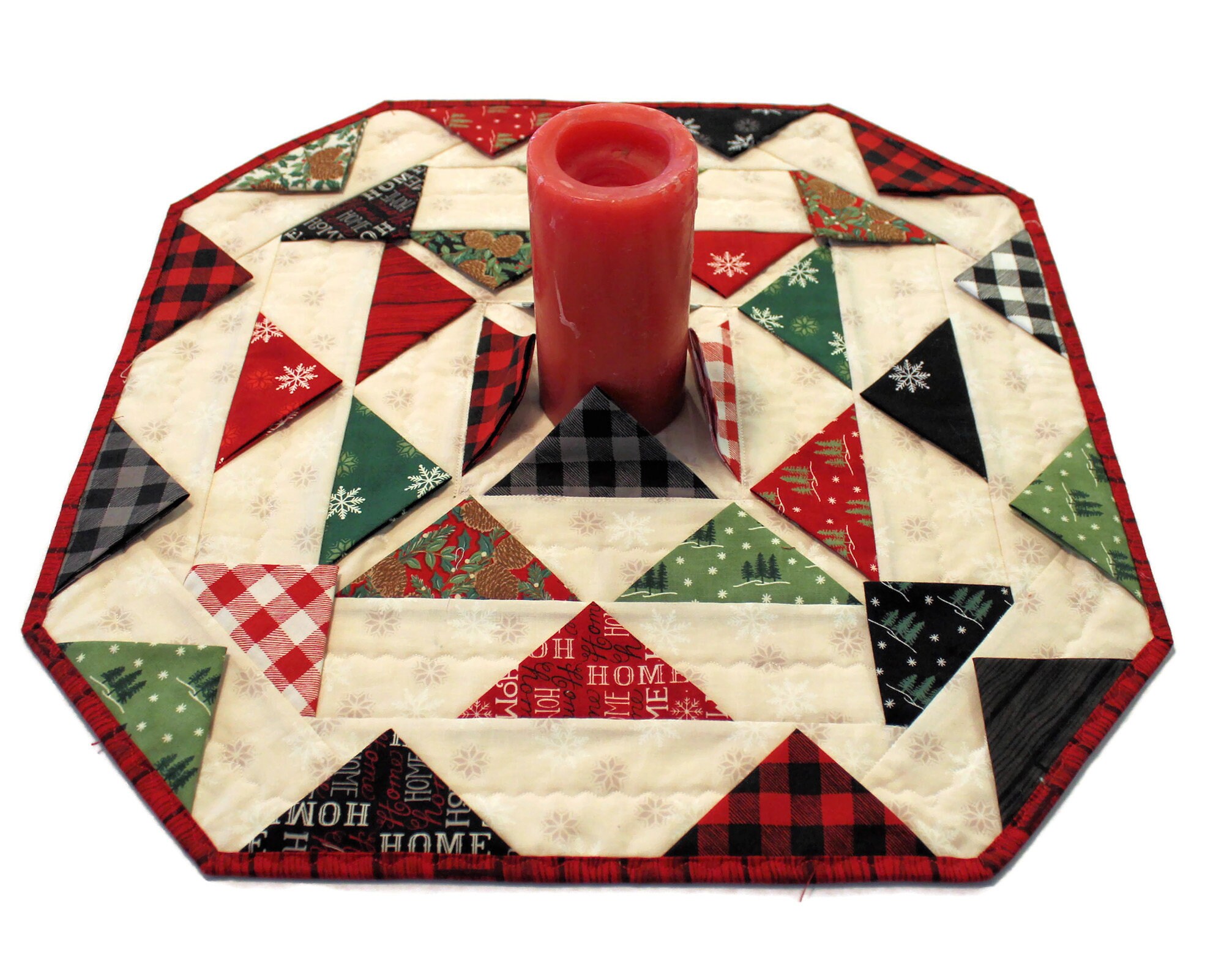 Christmas Quilted Table Topper Country Style Candle Mat Home | Etsy