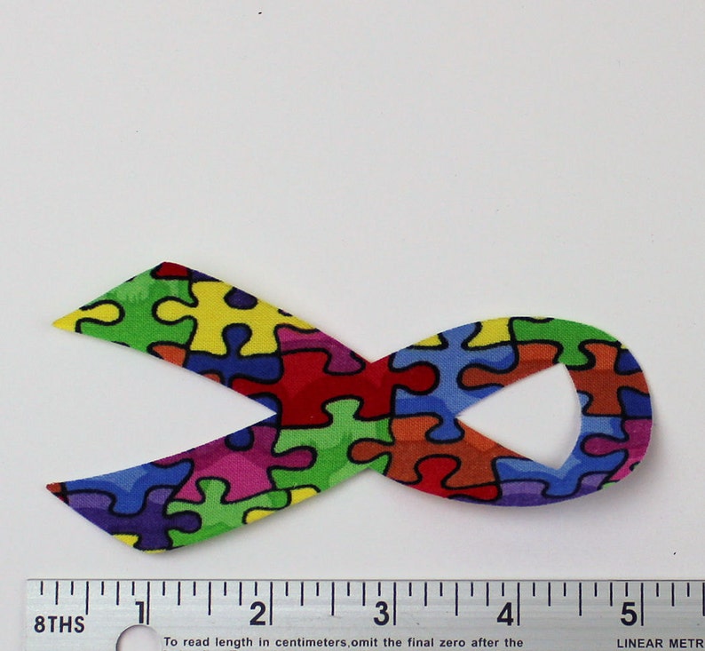 Puzzle Pieces Autism Fabric Awareness Ribbons - 250 Ribbons / Bag