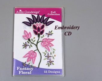 Fantasy Floral machine Embroidery Design CD, Anita Goodesign, Full Collection 55 Designs