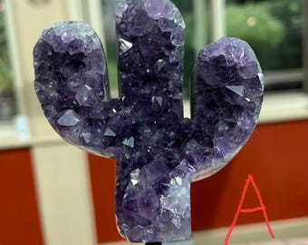 Amethyst Cactus Crystals on stands, Uruguay Amethyst Crystal Cacti