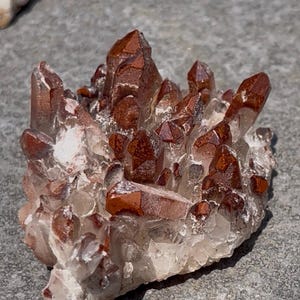 RARE Red Hematite Phantom Quartz Clusters from Orange River, South Africa