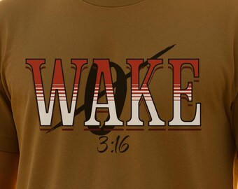 WAKE Faith Based 3:16 Unisex Garment-Dyed T-shirt for believers, Bold spiritual tee, Christian crossroads shirt, Bold Gospel Truth seeker