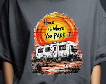 Retro Camper Sunset Tee, Van Life Adventure Shirt