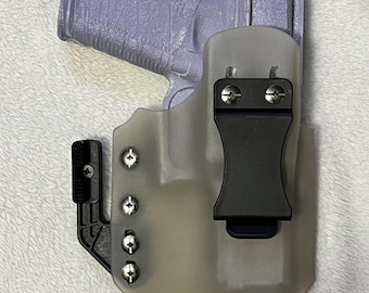 Funda de apéndice Kydex para Glock 19/23/32 Gen 5, calibre 9 mm Desert Vapor, lista para óptica, con Modwing/garra (para diestros)