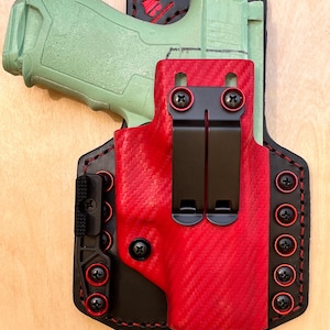 PSA Dagger Compact 9mm 3.25” Hybrid leather and carbon fiber Holstex optics-ready IWB/OWB appendix holster with Modwing/claw (right-handed)