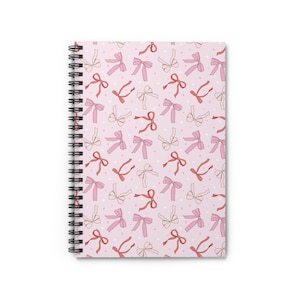 Charmant carnet à spirales Coquette avec noeud - Parfait pour les cadeaux, la tenue d'un journal, l'école, l'écriture créative et la prise de notes
