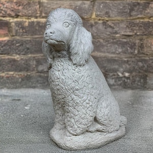 Stone Poodle dog statue Concrete fluffy sculpture Garden and home decoration Outdoor Poodle sculpture Handmade ornament Memorial pet decor