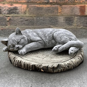 Escultura de gatito de piedra, estatua de gatito conmemorativa de hormigón, figura de gato para exteriores, adorno de cemento para mascotas, decoración de animales, regalo para amantes de los gatitos, arte de jardín