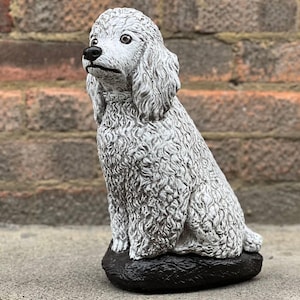 Outdoor Poodle dog statue Concrete fluffy sculpture Garden and home decoration Stone Poodle sculpture Handmade ornament Memorial pet decor