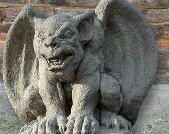 Große Gargoyle Wächter Skulptur Gothic Stein-Statue Handgemachte Beton Gargoyle Zement Mittelalterliche Beschützer Figur Garten-Fantasy-Verzierung