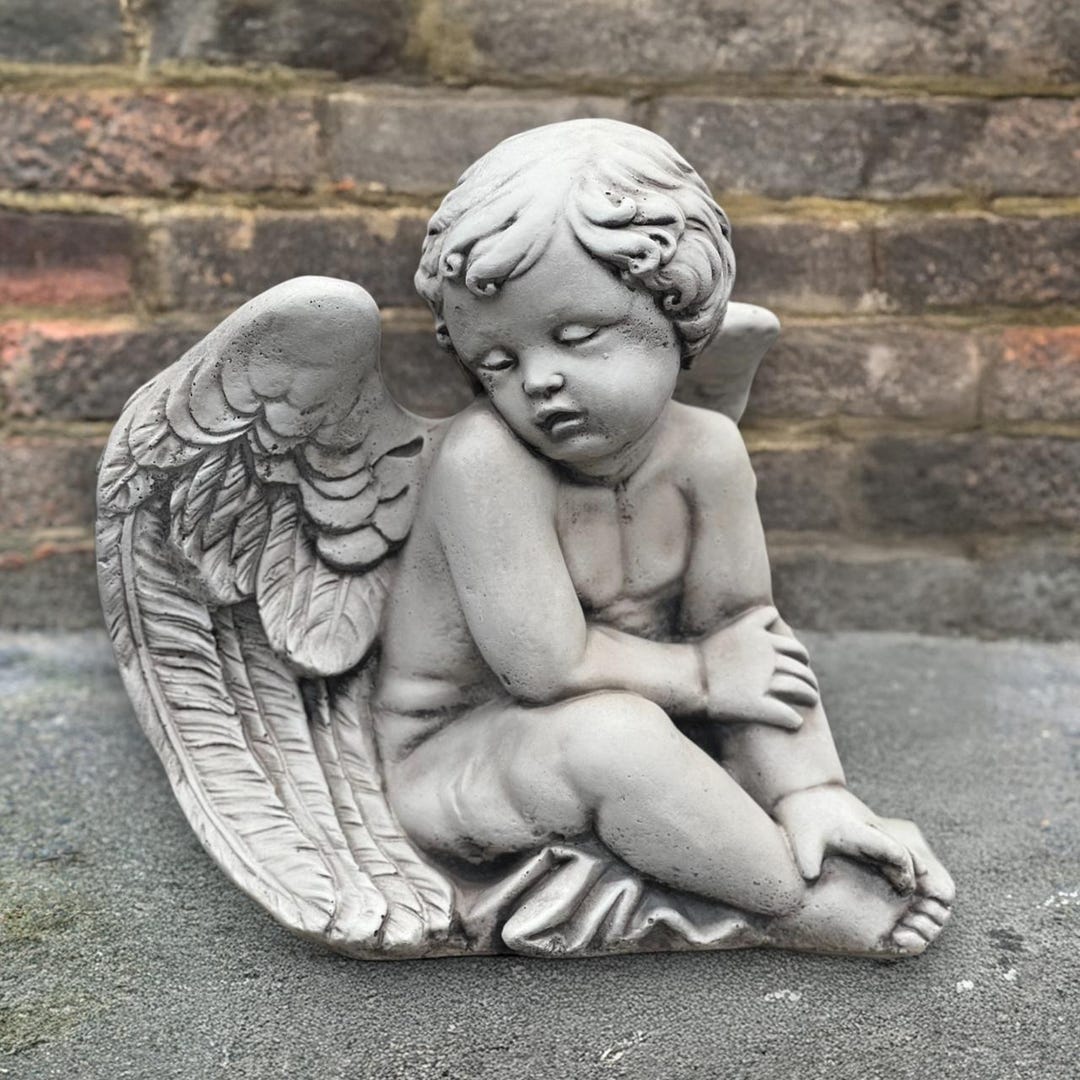 Stone Baby Angel Statue Concrete Angel Sculpture Cement Sitting Angel ...
