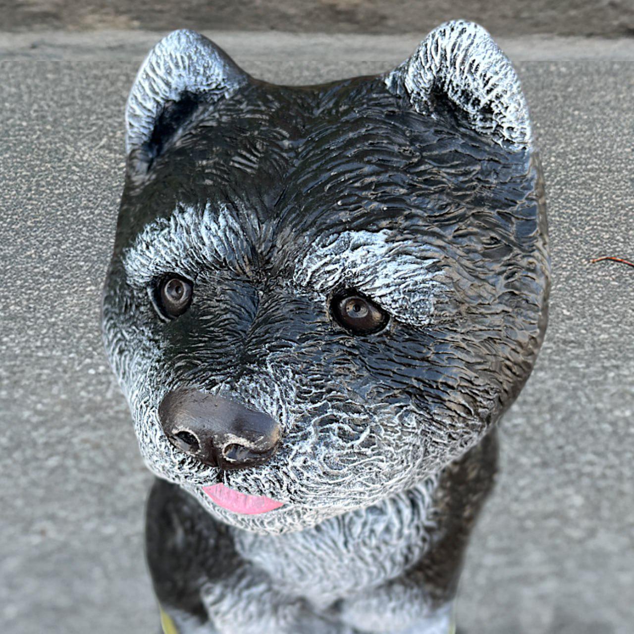 コンクリート製チャウチャウ犬像 かわいい石造り子犬の置物 手作り