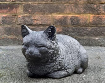 Estatua de gato de hormigón Figura de gatito de jardín de piedra Escultura de gatito al aire libre Decoración de animales de cemento Adorno conmemorativo para mascotas Regalo para amantes de los gatos Arte de jardín