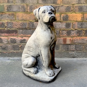 Stone Boxer dog statue Concrete dog sculpture Garden cement Boxer dog figurine Cement animal ornament Pet memorial decor Dog lovers gift