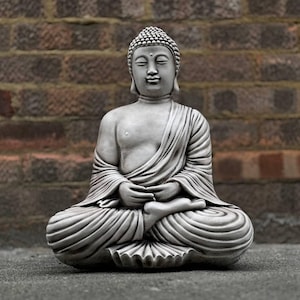 Japanese buddha statue Outdoor buddha figurine Cement relaxion buddha ornament Zen garden decoration Handmade buddha Front door art
