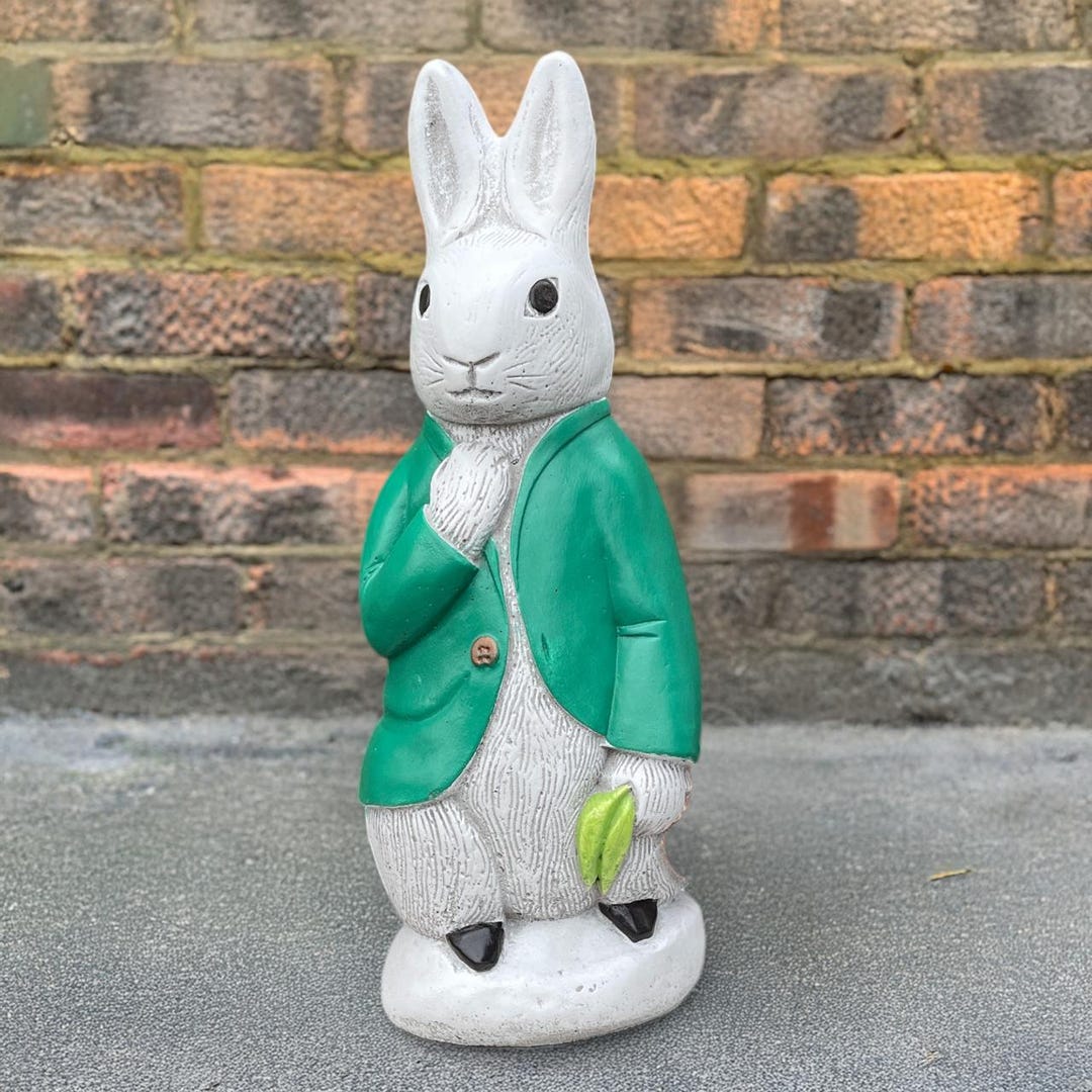 Peter Rabbit 2 Cement Rabbit Concrete Peter Rabbit Sculpture Handmade Easter Bunny Garden Statue ...