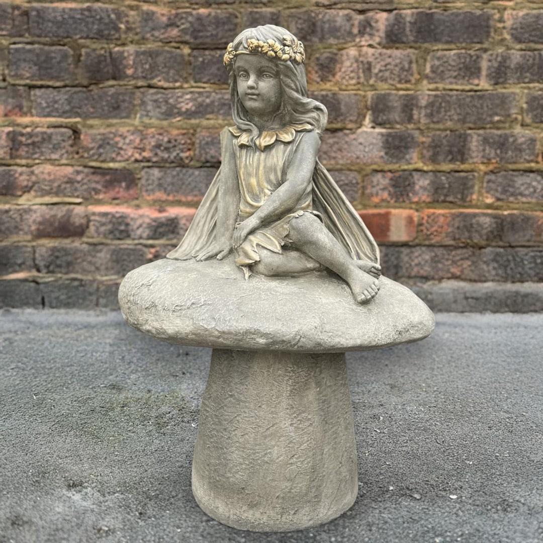 Concrete Fairy on Staddlestone Statue, Handmade Stone Elf Ornament ...
