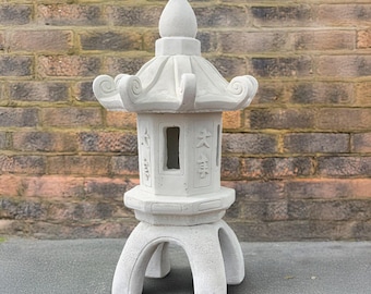 Stone Zen Garden Pagoda Statue Cement Lantern Sculpture Japanese Pagoda Ornament Concrete Asian Figure Handmade Garden Lantern Yard Art Gift