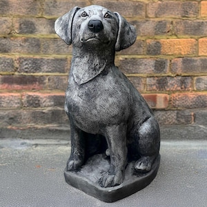 Outdoor Labrador sculpture Concrete large Labrador figurine Stone dog statue Cement pet decoration Memorial Labrador ornament Lover gift