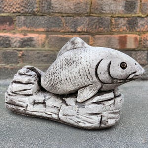 Outdoor fish sculpture Concrete fish statue Cement koi fish figurine Garden pond decoration Handmade fish decor Front door ornament Gift
