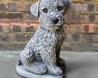 犬彫刻付き コンクリート 陶器 オーナメント 1950年代イギリス陶器犬置物
