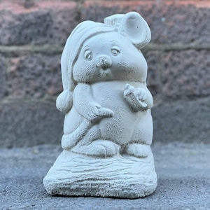 Stone mouse figurine Concrete Christmas mouse decoration Cement animal figurine Garden and home statue Mouse lover gift Front door ornament