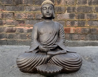 Concrete buddha decoration Stone relaxing buddha figurine Outdoor Chinese buddha sculpture Cement Japanese decoration Zen garden statue