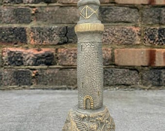 Estatua de faro de hormigón para jardín, escultura de torre de cemento, figura para estanque de jardín, adorno de faro para patio exterior, arte de faro hecho a mano para jardín