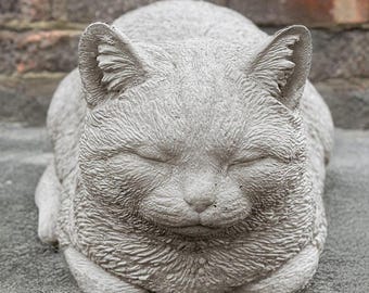 Stone cat statue Pet memorial Concrete lying cat Garden statues Cat memory stone Cat garden figure Cat garden decor Cement cat Cat figure