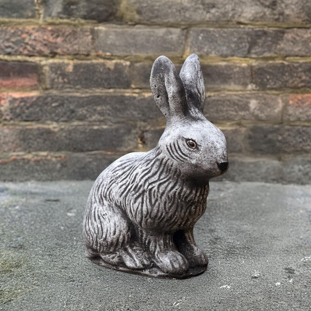 Concrete Rabbit Statue Bunny Garden Decor Concrete Animal Sculpture ...