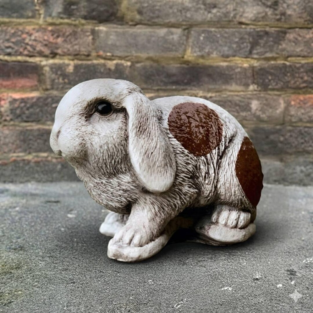 Stone Rabbit Statues Cute Stone Rabbit Statue Concrete Bunny Sculpture Garden Animal Decor ...