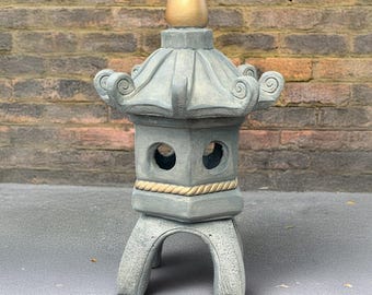 Escultura de pagoda con linterna de hormigón china, estatua de pagoda hecha a mano, figura de linterna oriental, adorno de piedra japonés, arte zen de cemento, decoración de jardín