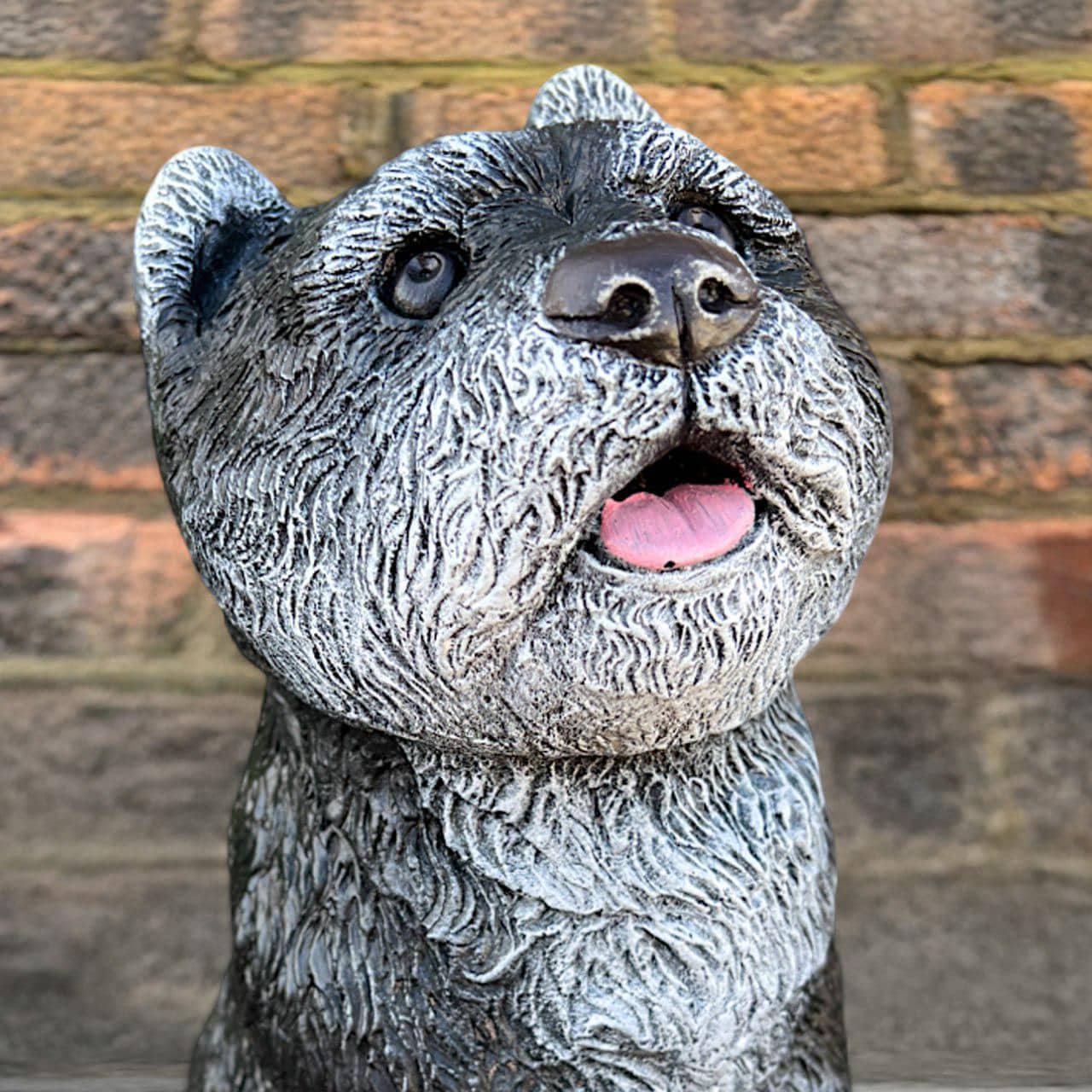 コンクリート製チャウチャウ犬像 かわいい石造り子犬の置物 手作り
