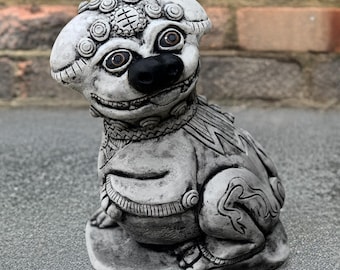縁起物　置物　中国　台湾　石彫刻　祥獅　2個　アンティーク　美術品 アンティーク 手彫り ソープストーン 香炉 フー ドッグ ライオン