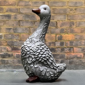 Stone duck figurine Concrete goose sculpture Outdoor bird decoration Garden ornament Cement lover gift Farm animal decor Handmade duck
