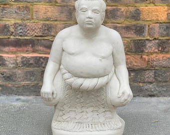 Outdoor sumo man figurine Stone man sculpture Concrete fighter statue Cement wrestler decoration Home and garden ornament Fighter lover gift