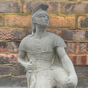 Large Roman soldier figurine Outdoor soldier sculpture Stone Ancient soldier statue Greek man figure Soldier lover gift Lawn ornament