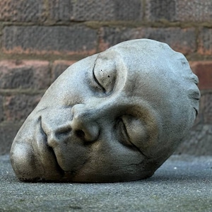 Large face sculpture Concrete head figurine Stone modern statue Abstract ornament Outdoor garden decoration Garden art Gothic lover gift