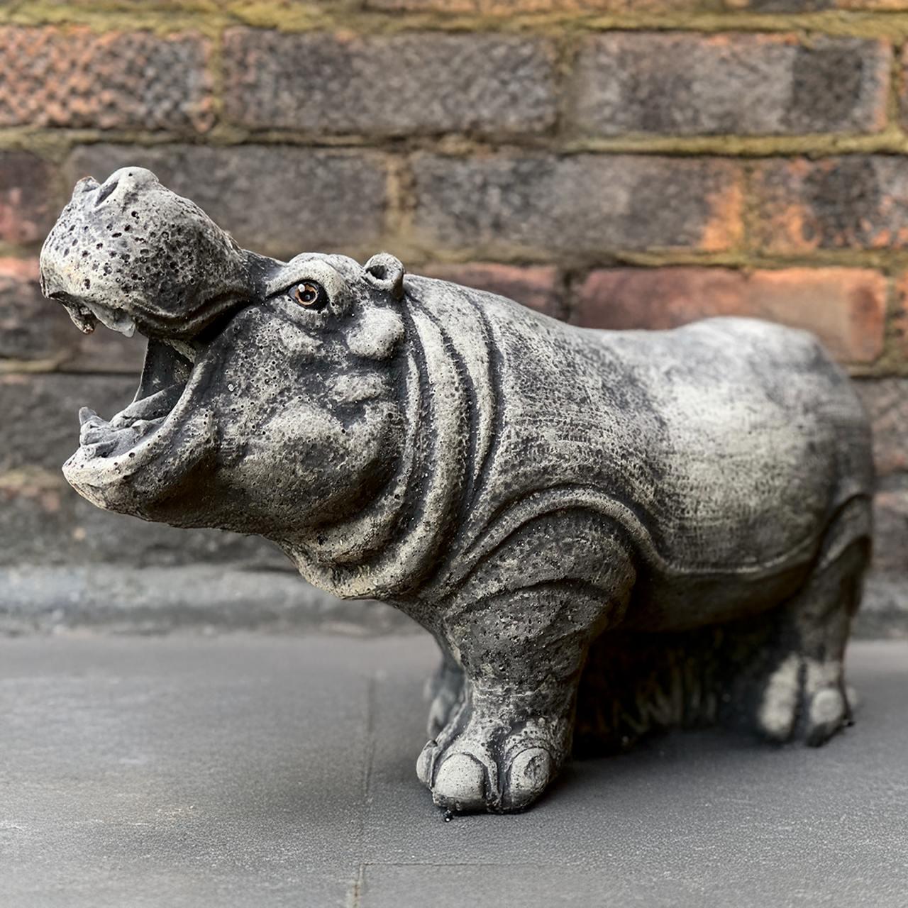 屋外用カバ彫刻 コンクリート製カバの置物 石の動物像 セメント製野生
