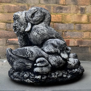 Large family duck statue Stone duck garden ornament Outdoor duck sculpture Farmyard animal decoration Garden goose statue Lover gift