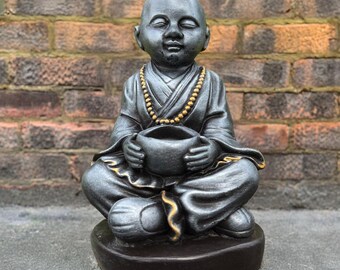 Relaxion buddha figurine Concrete meditation buddha statue Large Chinese buddha sculpture Japanese decoration Zen garden ornament Lover gift