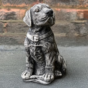Concrete Labrador sculpture Outdoor dog figure Stone memorial Labrador statue Cement pet ornament Animal decoration Dog lover gift Yard art