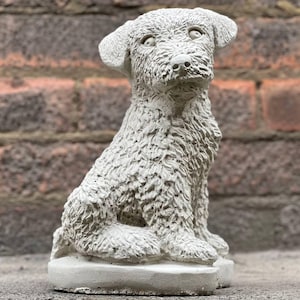 Outdoor Poodle dog statue Concrete fluffy sculpture Garden and home decoration Stone Poodle sculpture Handmade ornament Memorial pet decor