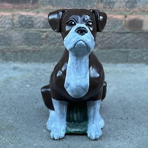 Outdoor boxer figurine Stone dog decoration Concrete pet sculpture Cement memorial figurine Lawn ornament Garden decoration Boxer lover gift