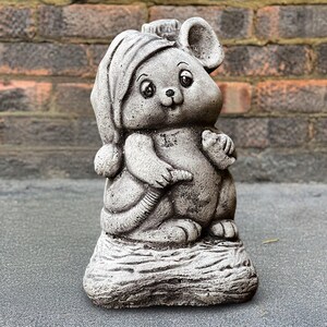 Cute mouse figurine Concrete animal statue Stone cute mouse decoration Handmade mouse art Mouse lover gift Front door ornament Yard art