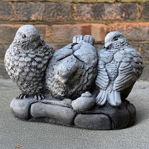 Sone birds statue Concrete bird figurine Cement animal ornament Garden bird decoration Bird lover gift Handmade bird Outdoor birds sculpture
